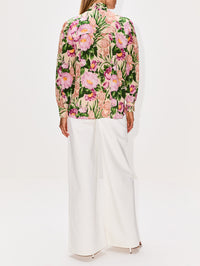 Floral Neck Tie Blouse,CHLOÉ,MACADAMIA,Image 3
