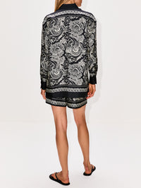 Francis Silk Short,NILI LOTAN,BLACK/IVORY,Image 3