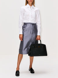Classic Cropped Round Collar Shirt,THOM BROWNE,WHITE,Image 2