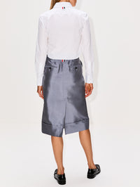 Classic Cropped Round Collar Shirt,THOM BROWNE,WHITE,Image 3