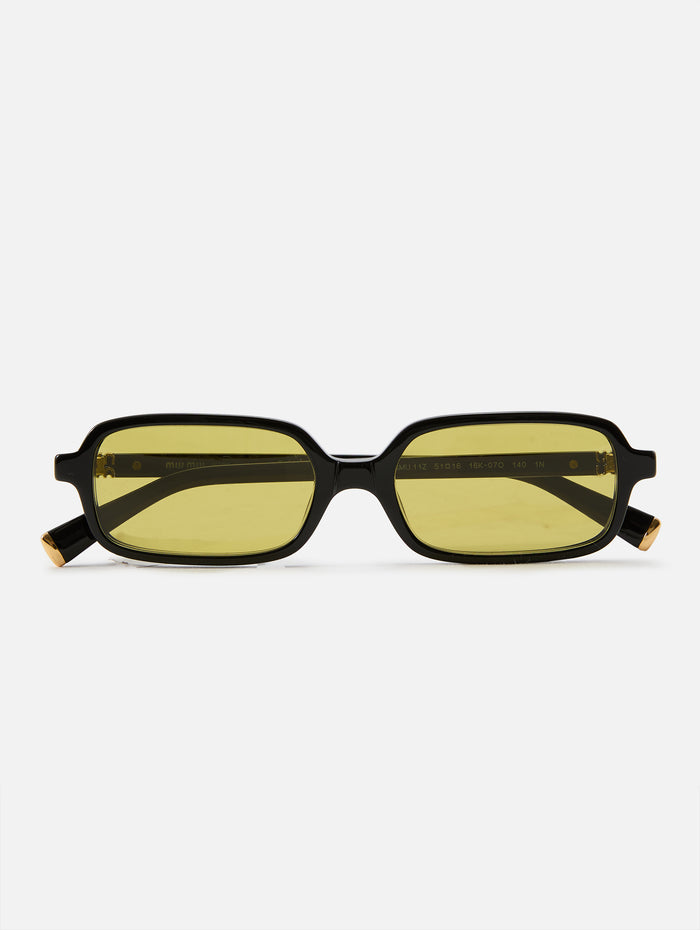 Square Sunglasses,MIU MIU EYEWEAR,BLACK/GREEN,Image 1