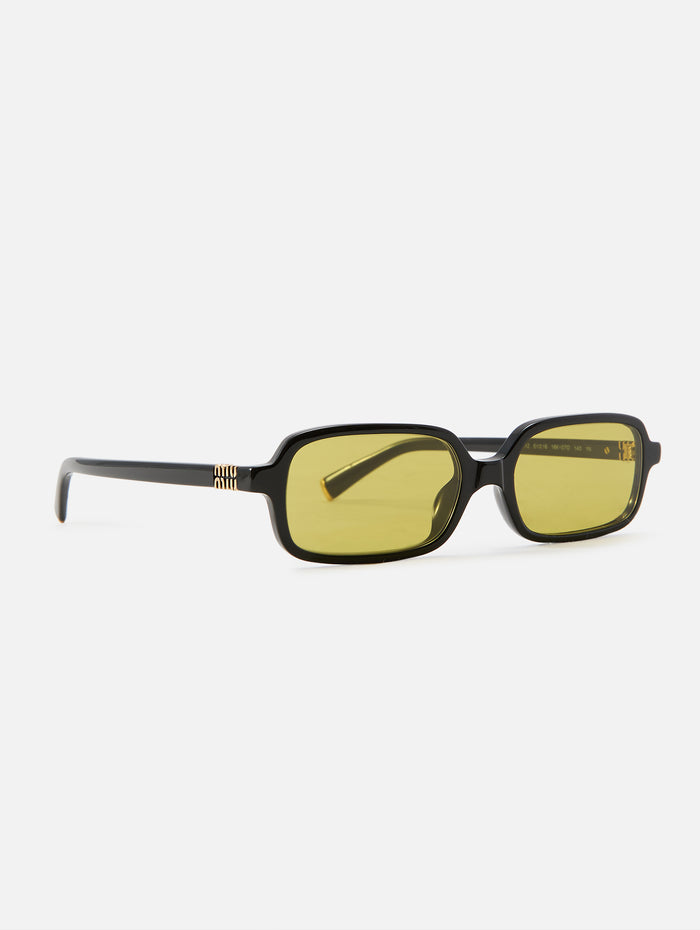 Square Sunglasses,MIU MIU EYEWEAR,BLACK/GREEN,Image 1