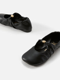 Pebble Ballerina Flat,LOEWE,BLACK,Image 3