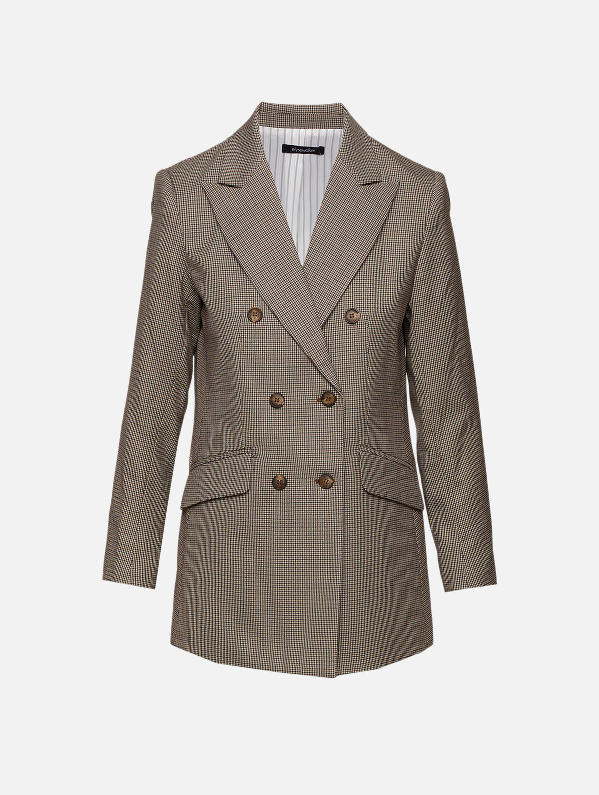 Bianca Blazer,ELYSEWALKER LABEL,BROWN HOUNDSTOOTH,Image 1