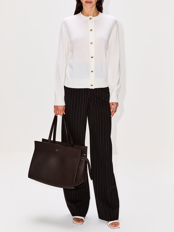 Knot Rib Cardigan,BOTTEGA VENETA,CHALK,Image 1