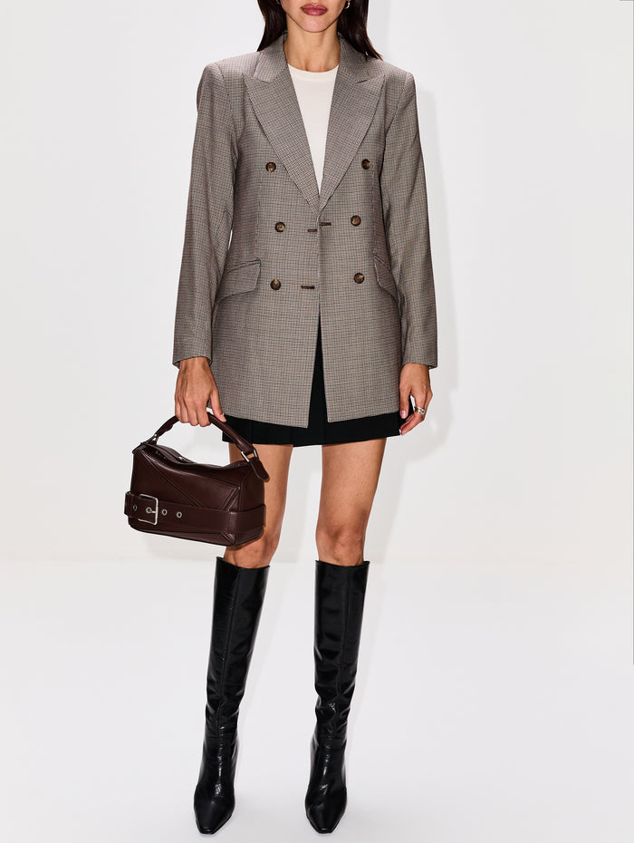 Bianca Blazer,ELYSEWALKER LABEL,BROWN HOUNDSTOOTH,Image 1