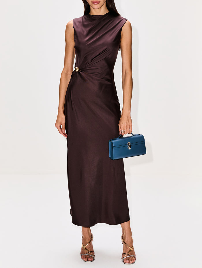 Roan Sleeveless Draped Dress,LOULOU DE SAISON,BROWN,Image 1