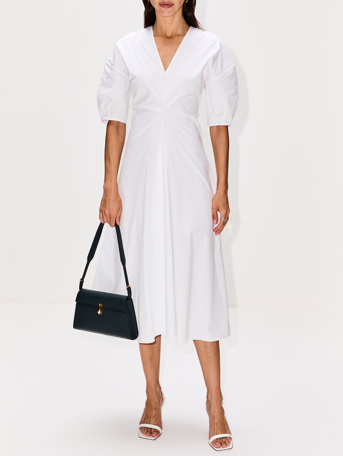 Torqued Short Sleeve Dress,ROSETTA GETTY,WHITE,Image 1