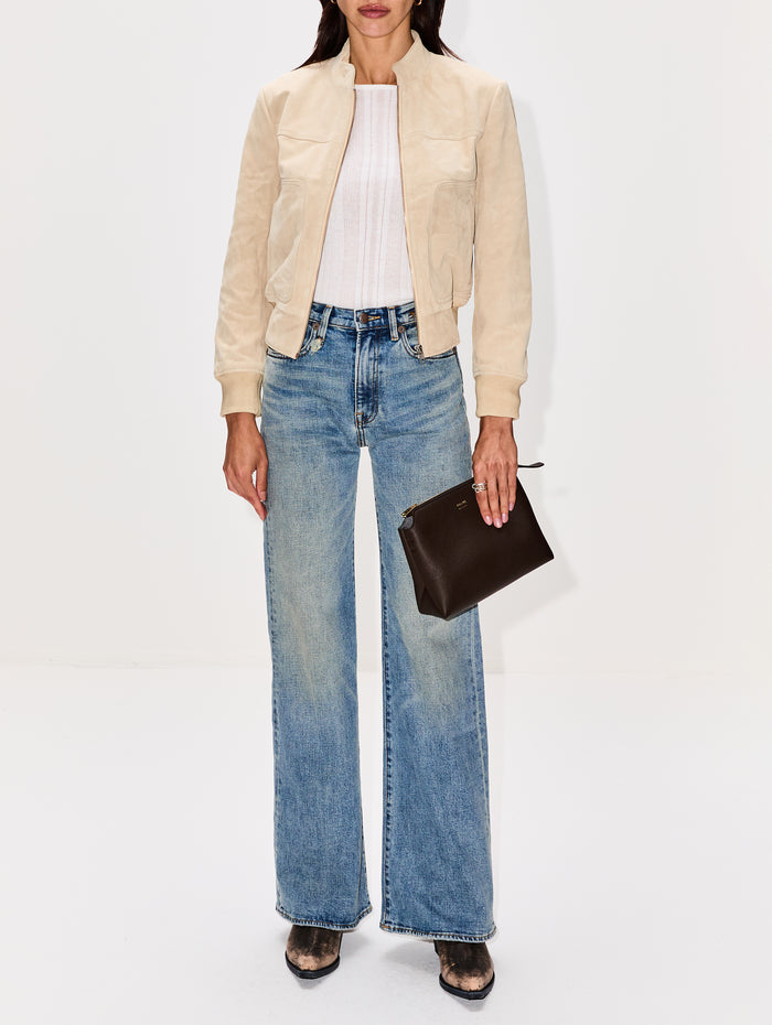 Shrunken Leather Jacket,R13,STONE,Image 1