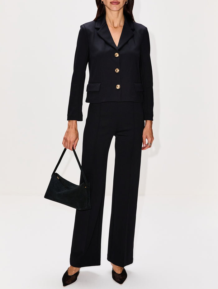 Cropped Scuba Jacket,ROSETTA GETTY,BLACK,Image 1
