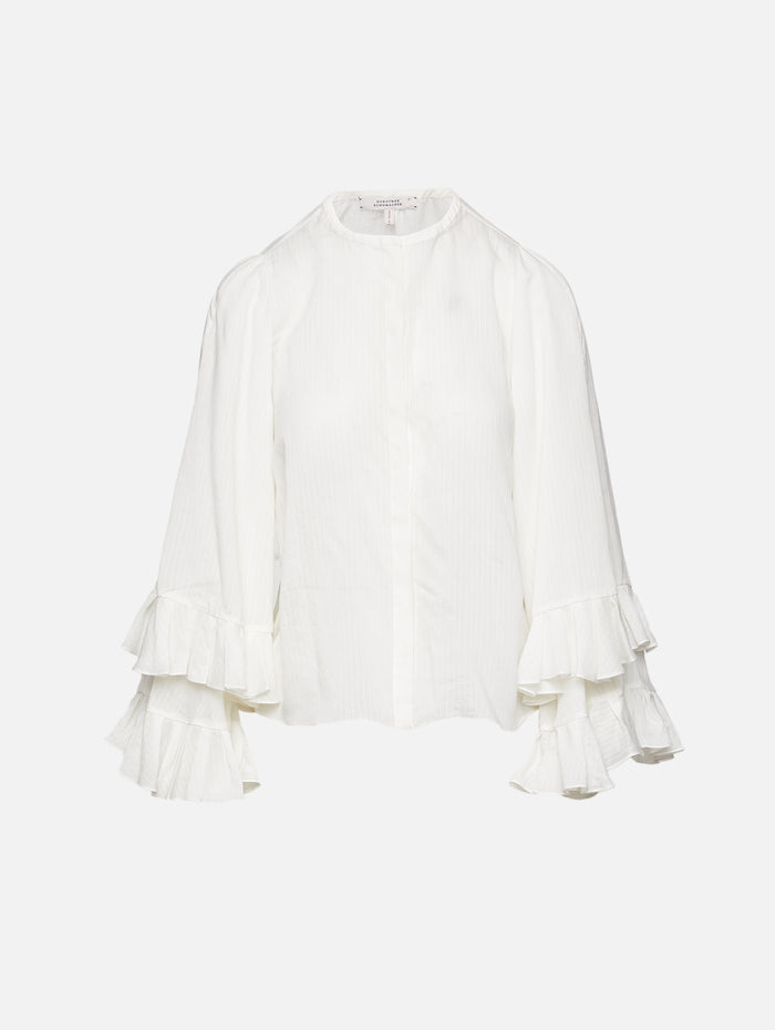 Soft Stripe Blouse,DOROTHEE SCHUMACHER,CAMELLIA WHITE,Image 1