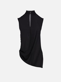 Georgette Mock Neck Ruched Top,LAPOINTE,BLACK,Image 1