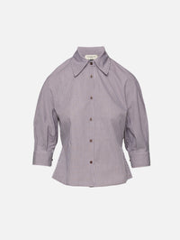 Colette 3/4 Sleeve Button Down,KALLMEYER,CHOCOLATE GINGHAM,Image 1