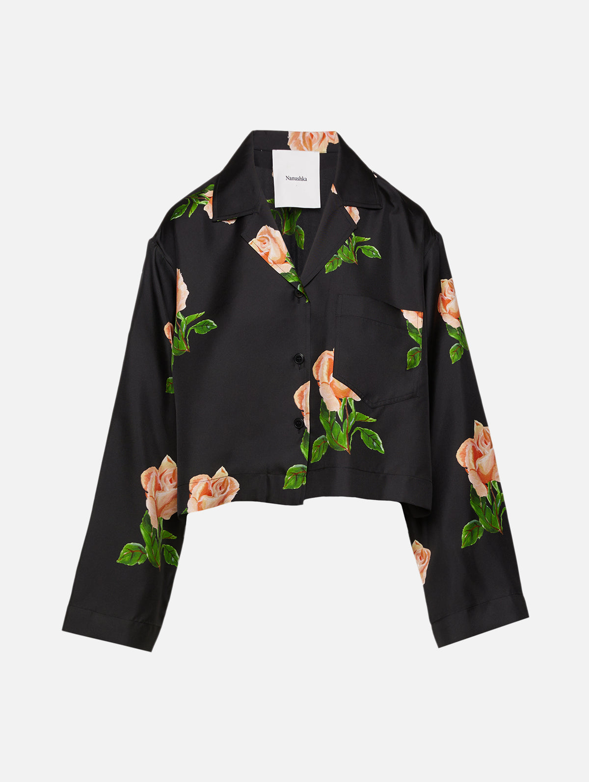 Vally Top,NANUSHKA,OFF BLACK ROSES,Image 1