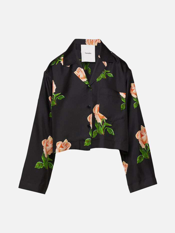 Vally Top,NANUSHKA,OFF BLACK ROSES,Image 1