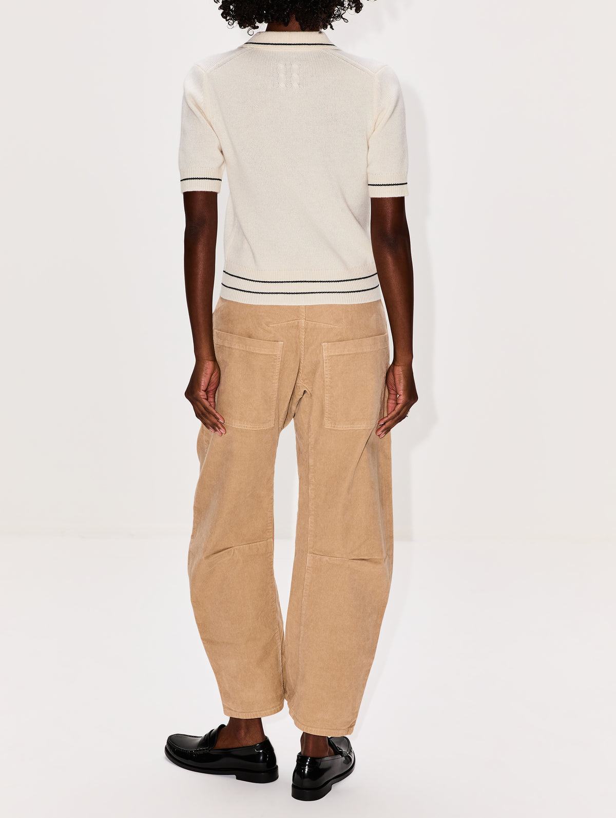 Carline Polo Sweater,NILI LOTAN,IVORY BLACK,Image 3