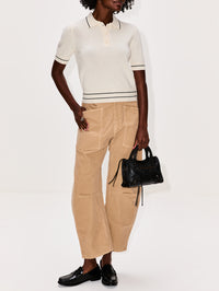 Carline Polo Sweater,NILI LOTAN,IVORY BLACK,Image 2