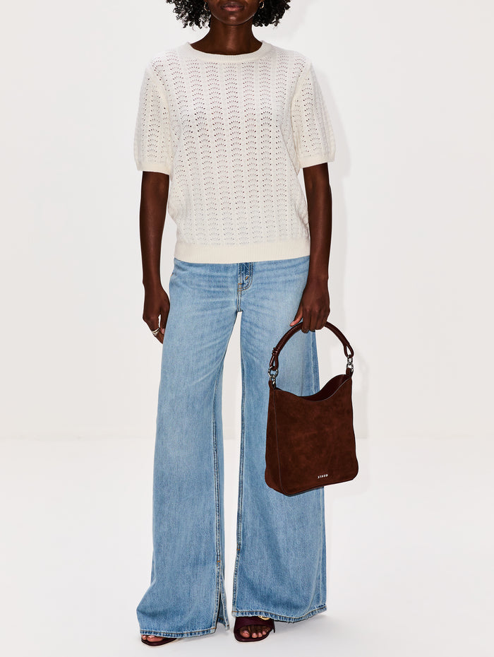 Cecelia Pointelle Sweater,LISA YANG,CREAM,Image 1