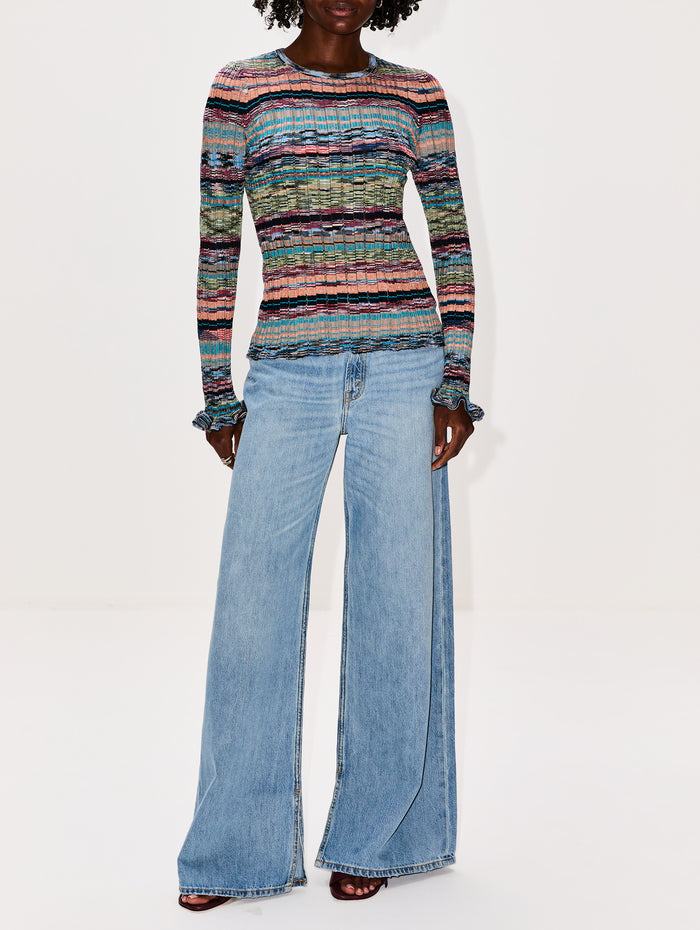 Maci Knit Pullover Top,ULLA JOHNSON,AZURITE,Image 1