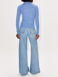 Shrunken Polo Top,GUEST IN RESIDENCE,HEATHER BLUE,Image 3