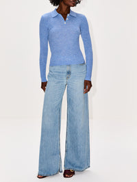 Shrunken Polo Top,GUEST IN RESIDENCE,HEATHER BLUE,Image 2