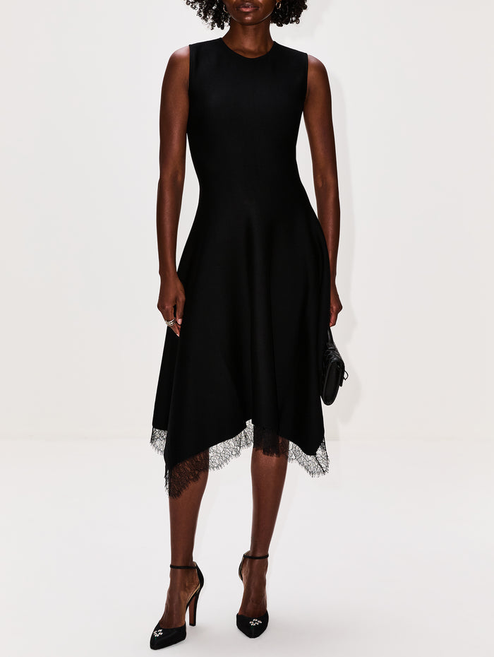 Asymmetrical Lace Dress,ALEXANDER MCQUEEN,BLACK,Image 1
