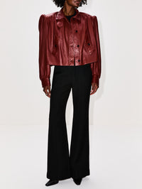 Button Up Leather Jacket,CHLOÉ,FADED MAHOGANY,Image 2