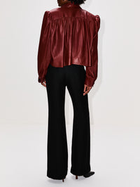 Button Up Leather Jacket,CHLOÉ,FADED MAHOGANY,Image 3