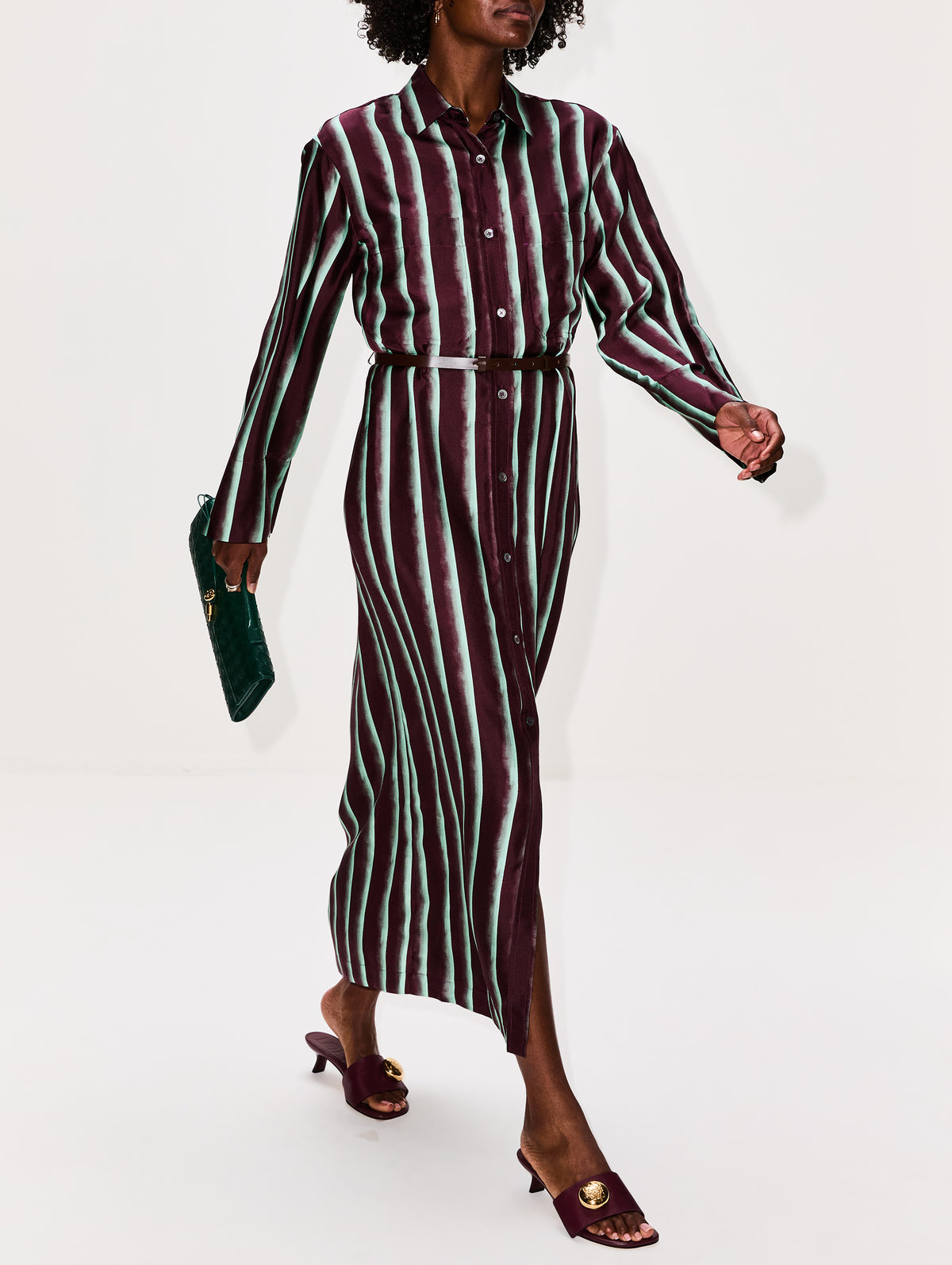 Shirt Dress,ODEEH,CORDOVAN,Image 3