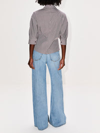 Colette 3/4 Sleeve Button Down,KALLMEYER,CHOCOLATE GINGHAM,Image 3
