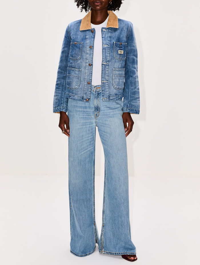 Cropped Chore Coat,R13,CALLI BLUE,Image 1