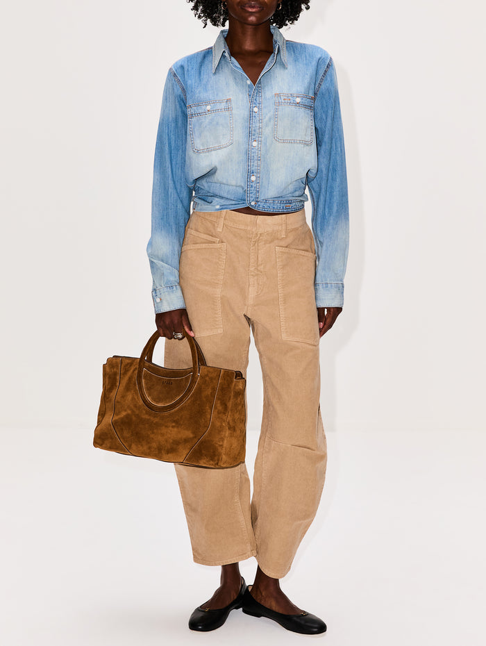 Wrap Around Denim Work Shirt,R13,RIVER BLUE,Image 1