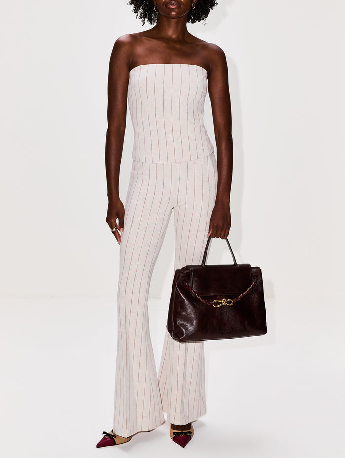 Pull On Pintuck Flare Pant,ROSETTA GETTY,BEIGE/BROWN,Image 1