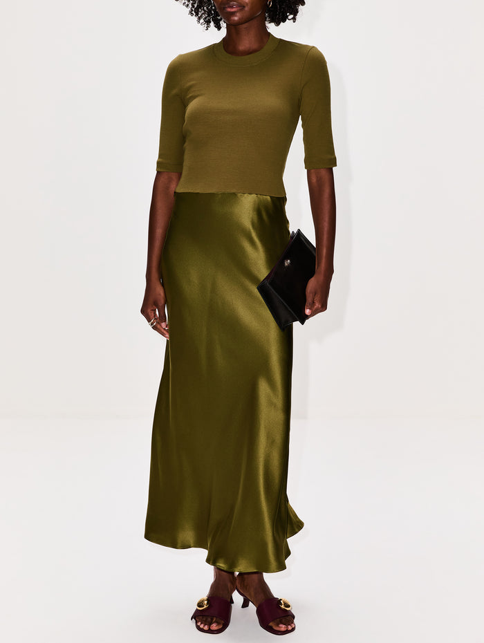 Combo T-Shirt Dress,ROSETTA GETTY,OLIVE,Image 1