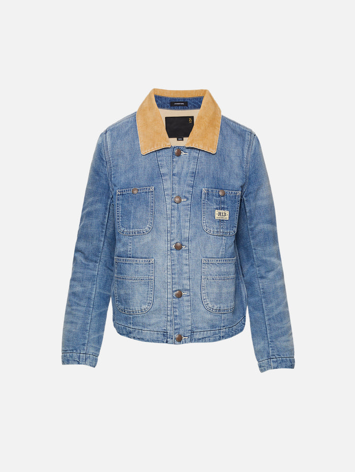 Cropped Chore Coat,R13,CALLI BLUE,Image 1
