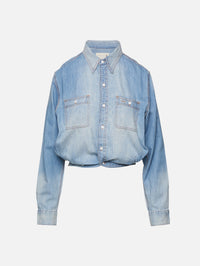 Wrap Around Denim Work Shirt,R13,RIVER BLUE,Image 1