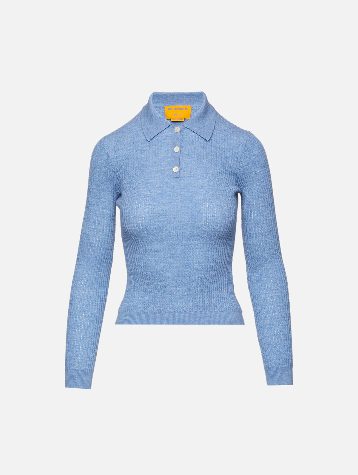 Shrunken Polo Top,GUEST IN RESIDENCE,HEATHER BLUE,Image 1