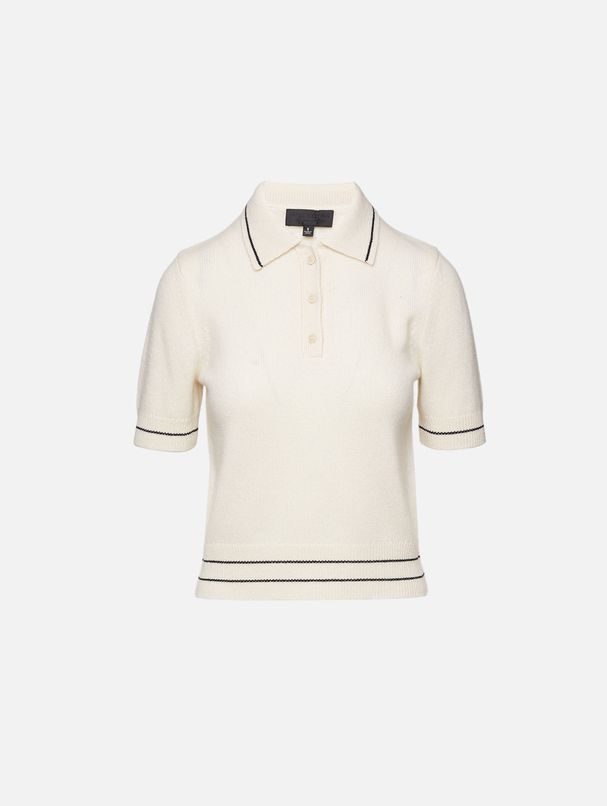 Carline Polo Sweater,NILI LOTAN,IVORY BLACK,Image 1