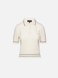 Carline Polo Sweater,NILI LOTAN,IVORY BLACK,Image 1