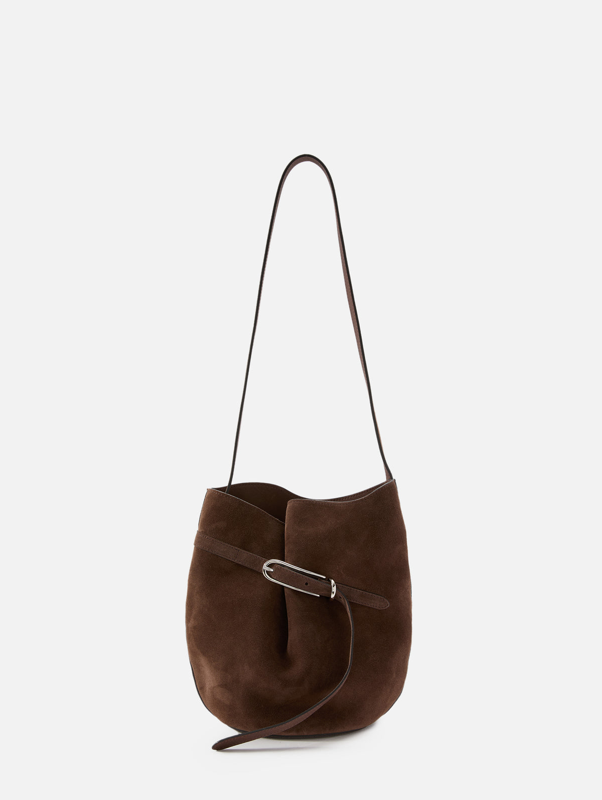 Belted Bucket Bag,LIFFNER,DARK BROWN/SILVER,Image 1