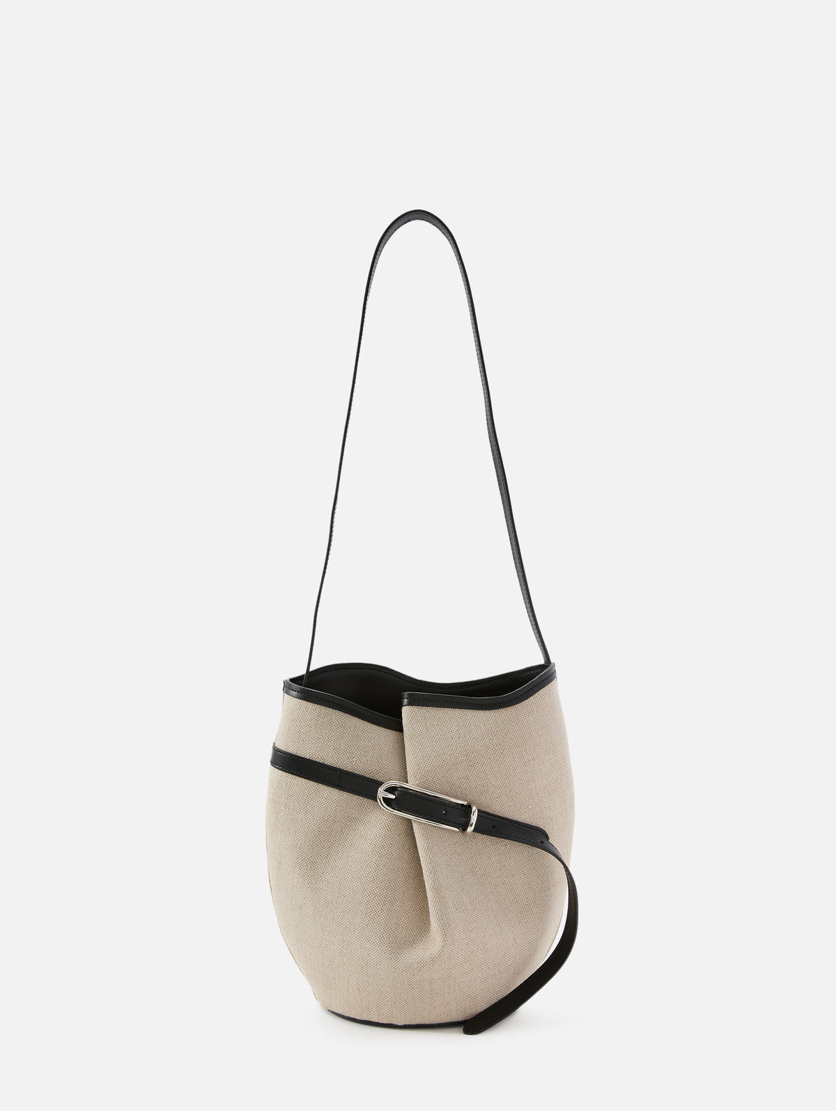Belted Bucket Bag,LIFFNER,NATURAL/BLACK/SILVER,Image 1