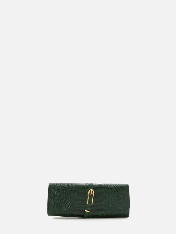 Belted Clutch,LIFFNER,EMERALD/GOLD,Image 1