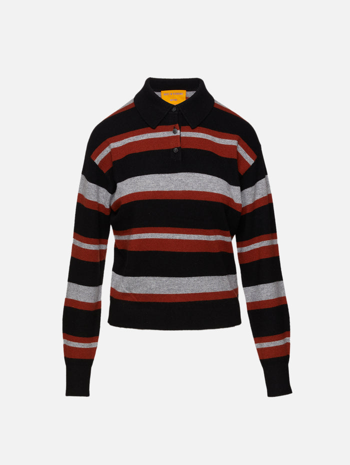 Collegiate Stripe Polo Shirt,GUEST IN RESIDENCE,BLACK COMBO,Image 1