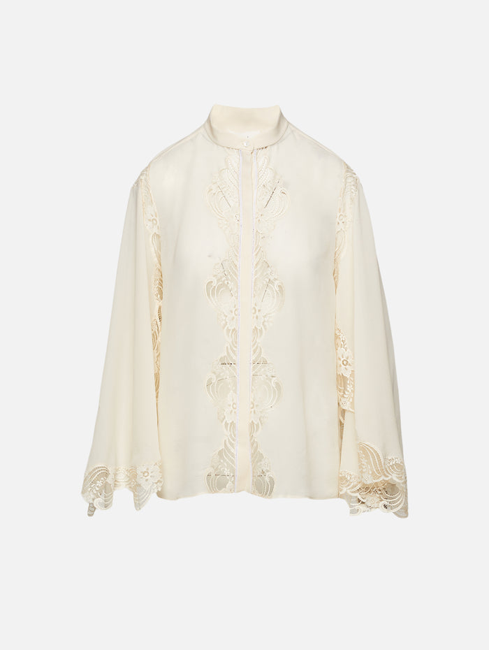 Lace Blouse,CHLOÉ,PRISTINE WHITE,Image 1