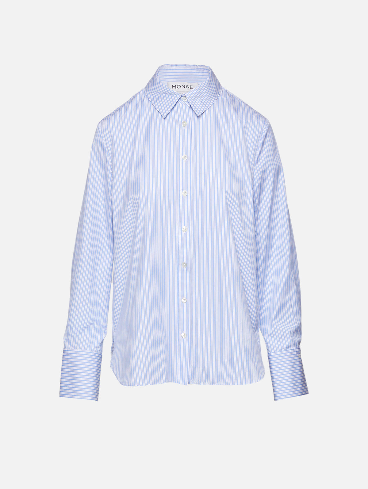 Split Back Button Down Shirt,MONSE,MULTI BLUE,Image 1