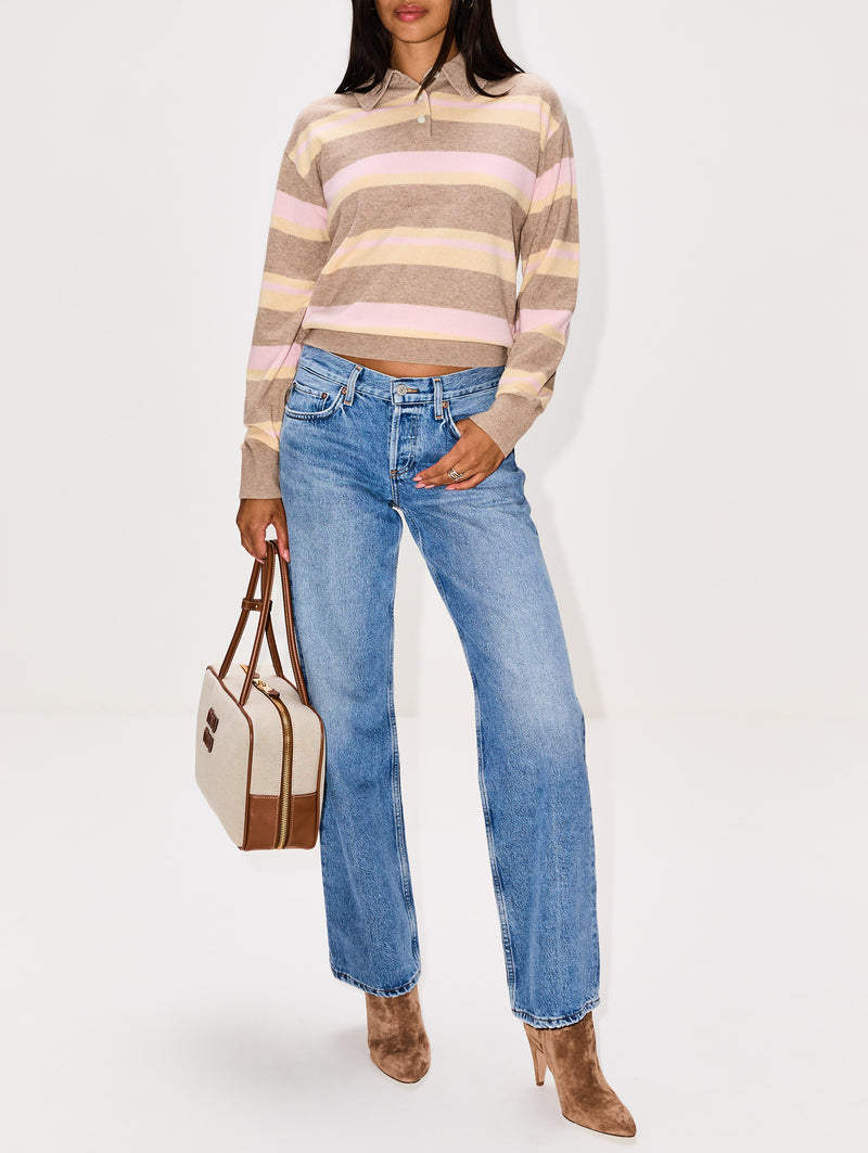 Collegiate Stripe Polo Top