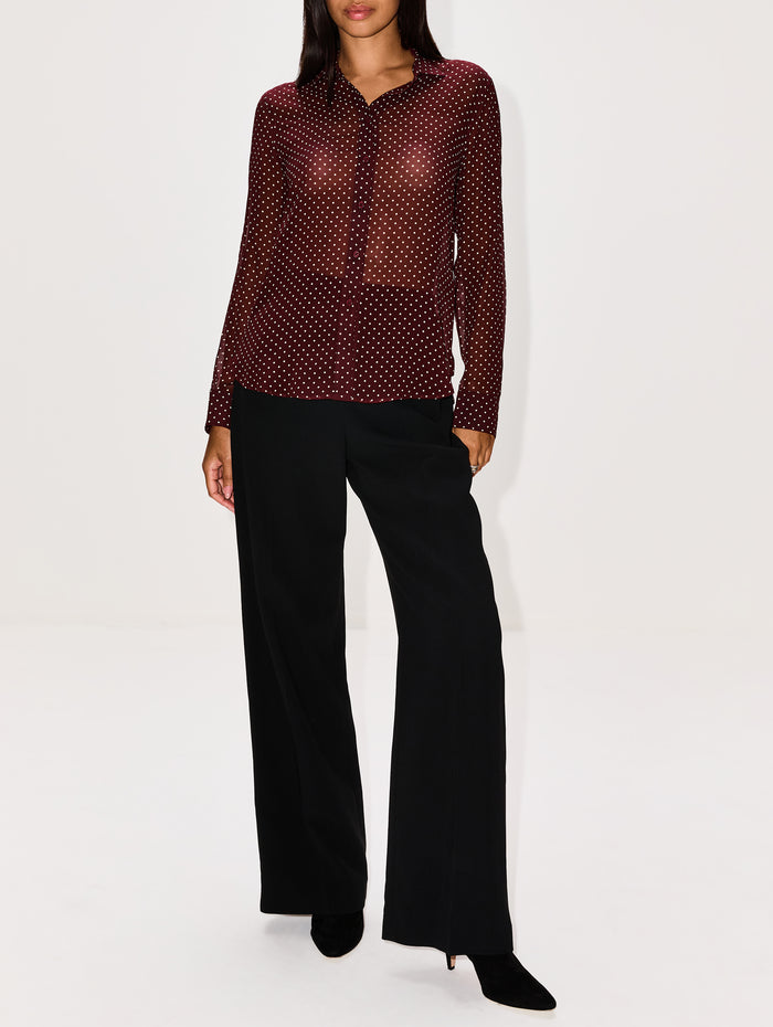 Gaia Slim Shirt,NILI LOTAN,BORDEAUX CREAM,Image 1