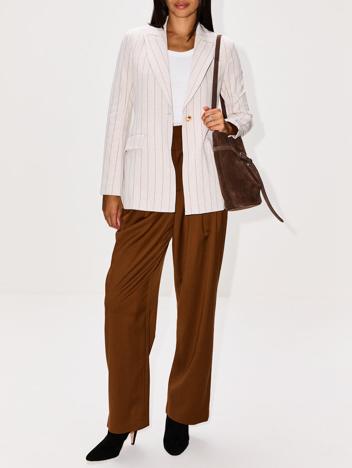 Peak Lapel Jacket,ROSETTA GETTY,BEIGE/BROWN,Image 1