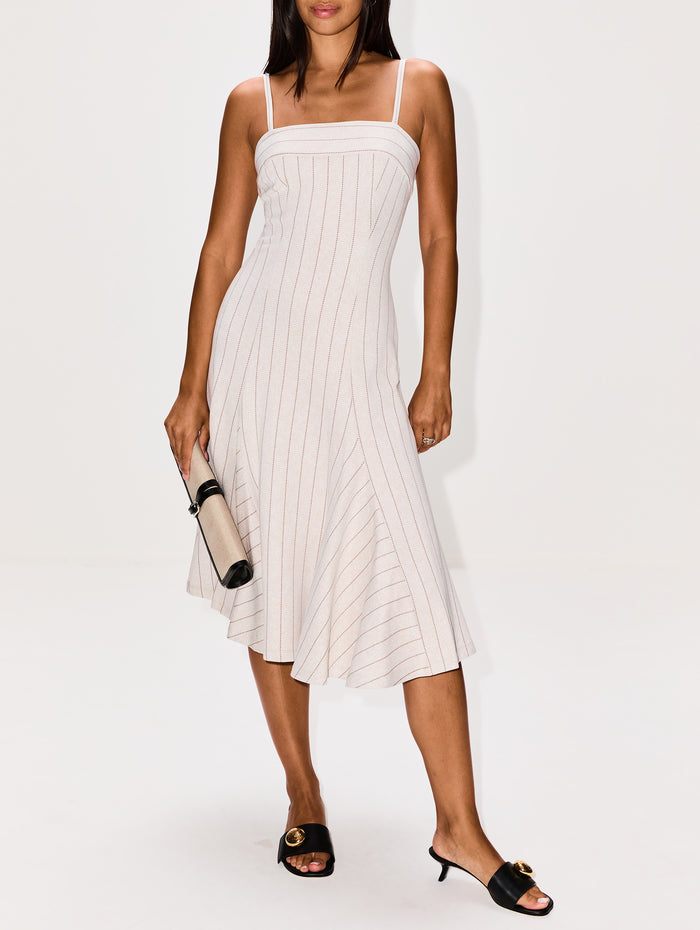 Fitted Godet Dress,ROSETTA GETTY,BEIGE/BROWN,Image 1