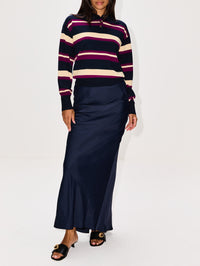 Collegiate Stripe Polo Top,GUEST IN RESIDENCE,MIDNIGHT COMBO,Image 2